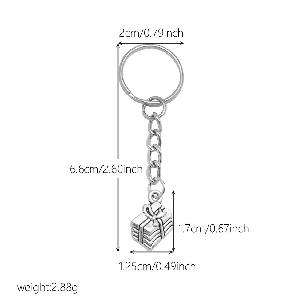 10Pcs Retro Silver Dangle Pendant with Conncetor Loop - Alloy Keyring Heart Star Moon Shape Charm Handmade Keychain for Car Key & Bag Decoration