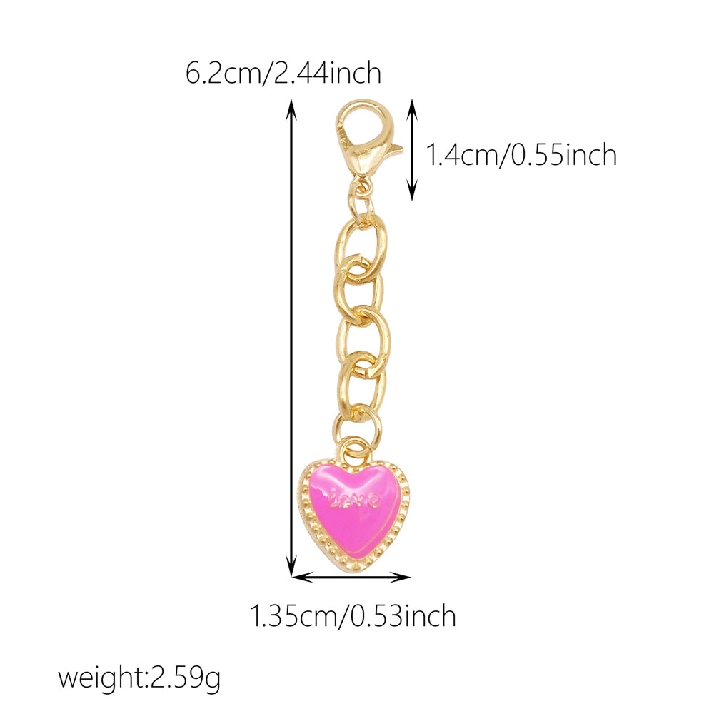 10Pcs Enamel Heart Charm Keychain Metal Chain Charm Clip on Pendant for Bag Key Phone Case Hanging Decor, DIY Jewelry Supplies