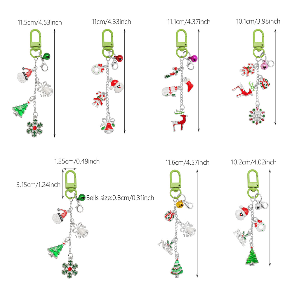 6Pcs Lip Balm Charm Lip Gloss Keychain Metal Christmas Dangle Pendant w/ Clasp for Bag Purse Key Hanging Decor
