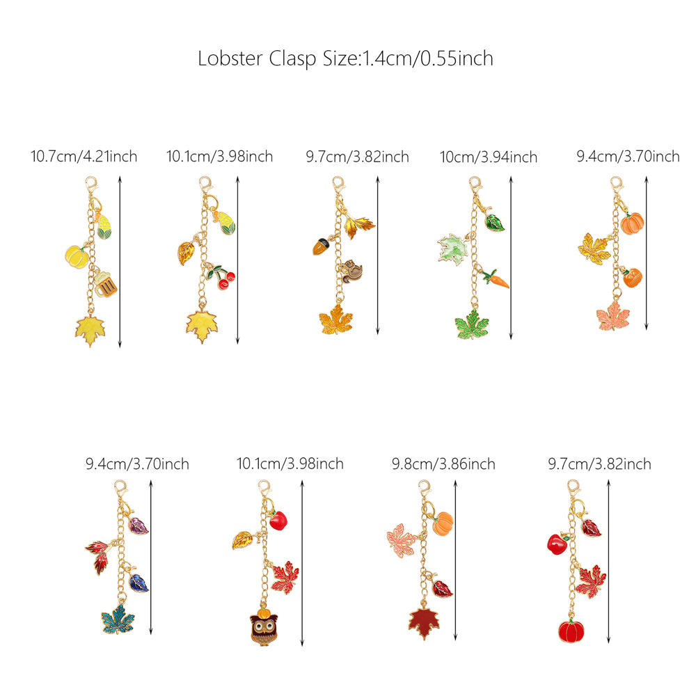 6/9Pcs Lip Balm Charm with Cute Flower Marine Life Cherry Dangle Metal Lip Gloss Keychain for Key Bag Purse Hanging Decor