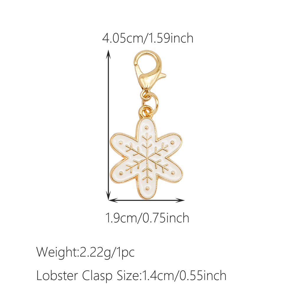 10Pcs Christmas Enamel Charms with Lobster Clasp - Metal Pendant Jewelry DIY Accessories, Bag Keychain Hanging Decor, Festival Decoration