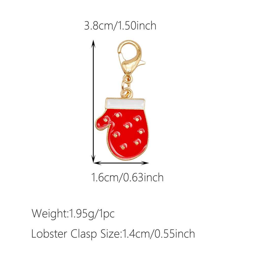10Pcs Christmas Enamel Charms with Lobster Clasp - Metal Pendant Jewelry DIY Accessories, Bag Keychain Hanging Decor, Festival Decoration