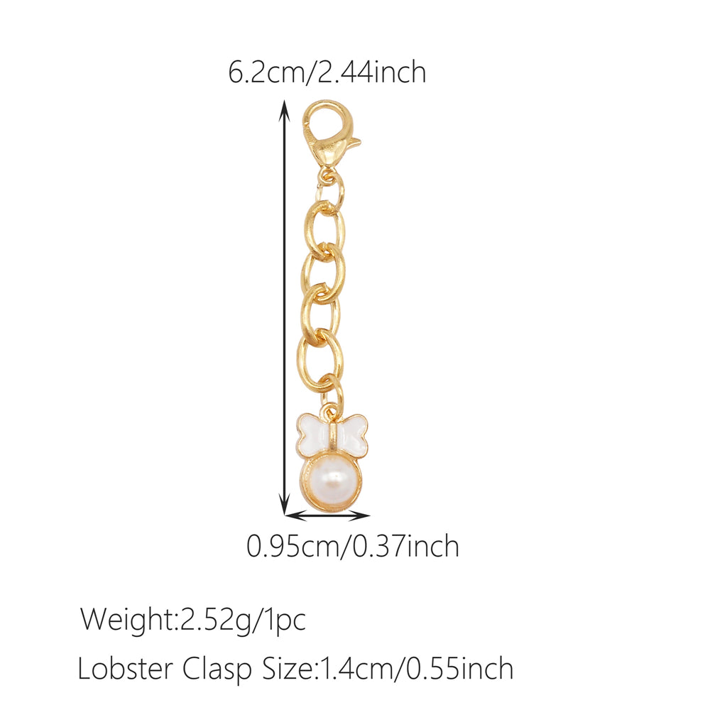 10Pcs Enamel Bowknot Charm with Hanging Chain Metal Clip-on Bow Pendant for Bag Purse Key Decor, Jewelry DIY Accessories