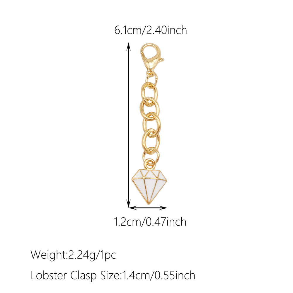 10Pcs Enamel Charm on Chain Metal Hat Skirt Shaped Pendant with Lobster Clasp for Bag Key Hanging Decor, Phone Case Charm DIY Supplies