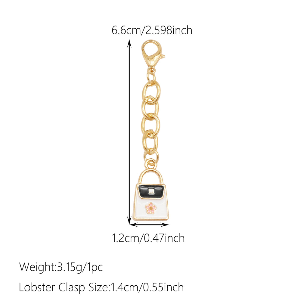 10Pcs Enamel Charm on Chain Metal Hat Skirt Shaped Pendant with Lobster Clasp for Bag Key Hanging Decor, Phone Case Charm DIY Supplies