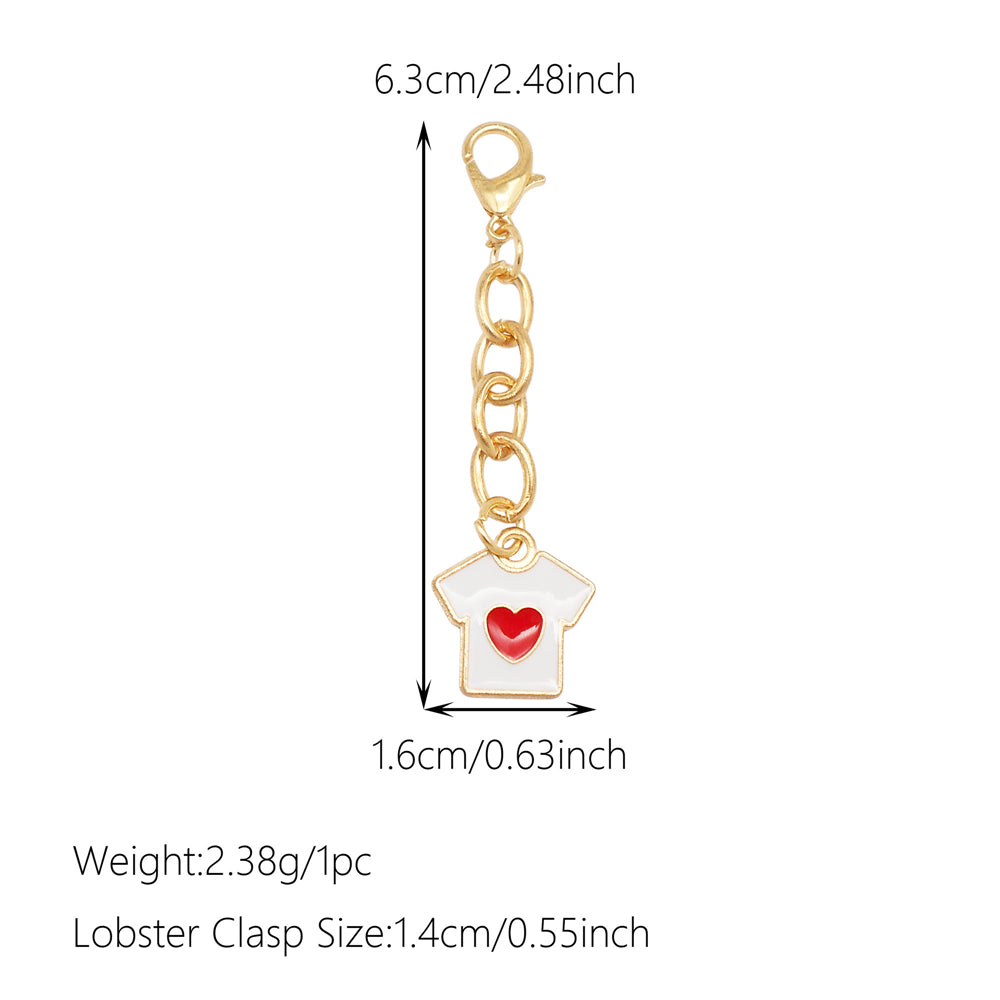 10Pcs Enamel Charm on Chain Metal Hat Skirt Shaped Pendant with Lobster Clasp for Bag Key Hanging Decor, Phone Case Charm DIY Supplies