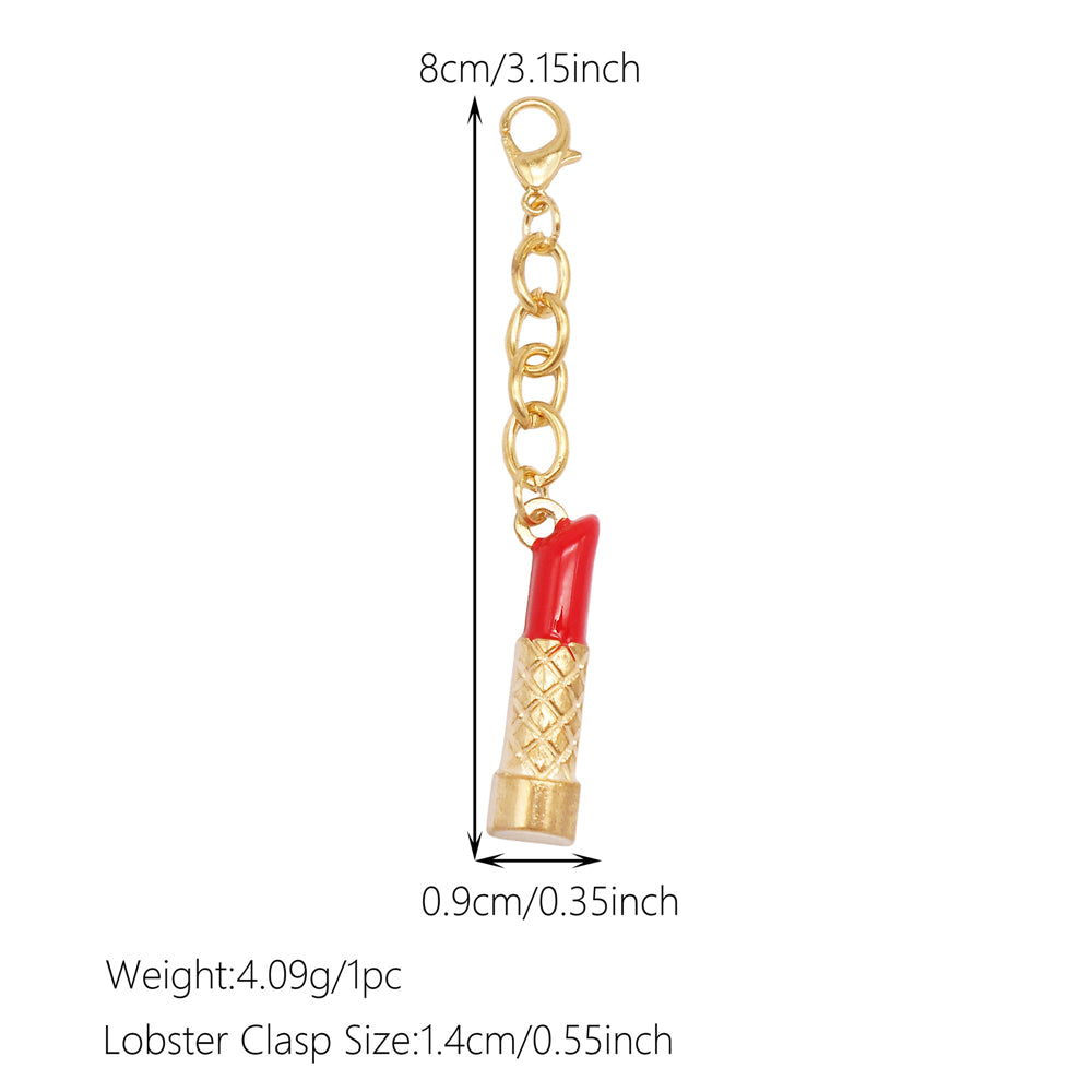 10Pcs Enamel Charm on Chain Metal Hat Skirt Shaped Pendant with Lobster Clasp for Bag Key Hanging Decor, Phone Case Charm DIY Supplies