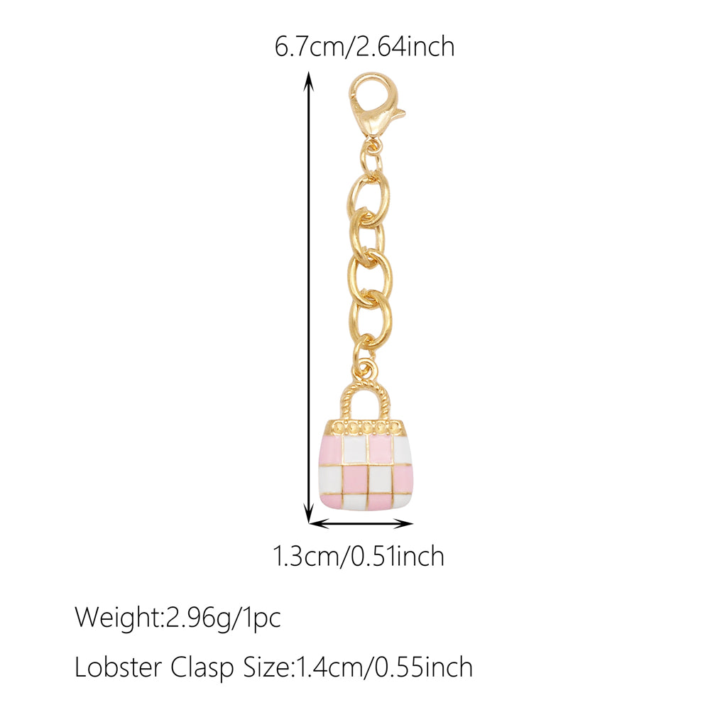 10Pcs Enamel Charm on Chain Metal Hat Skirt Shaped Pendant with Lobster Clasp for Bag Key Hanging Decor, Phone Case Charm DIY Supplies