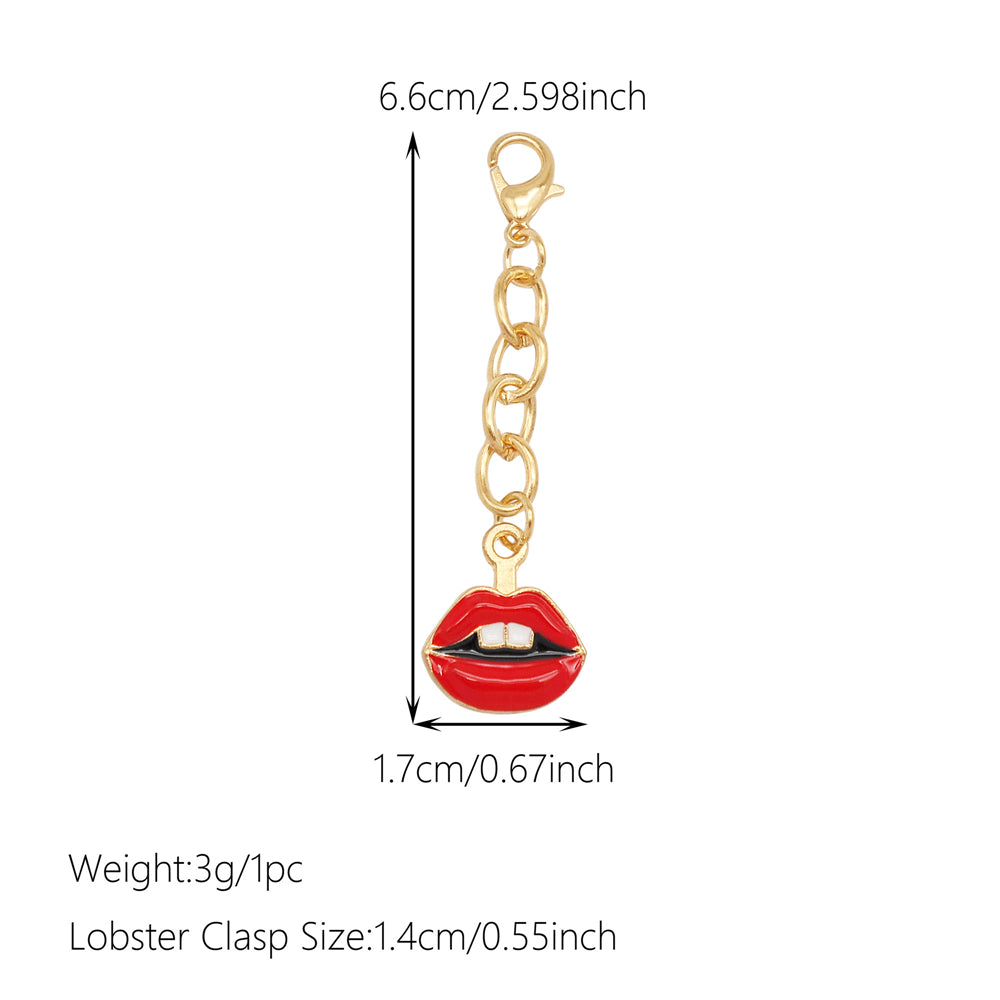 10Pcs Enamel Charm on Chain Metal Hat Skirt Shaped Pendant with Lobster Clasp for Bag Key Hanging Decor, Phone Case Charm DIY Supplies