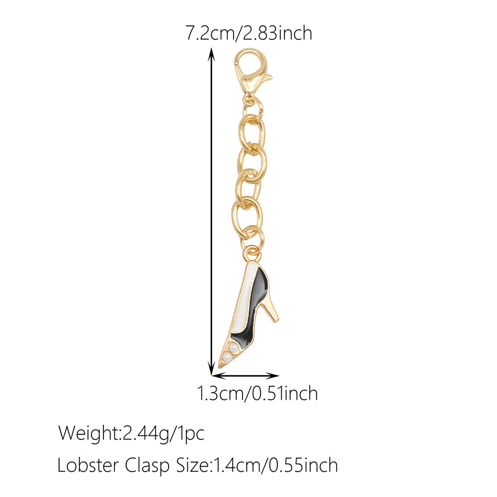 10Pcs Enamel Charm on Chain Metal Hat Skirt Shaped Pendant with Lobster Clasp for Bag Key Hanging Decor, Phone Case Charm DIY Supplies