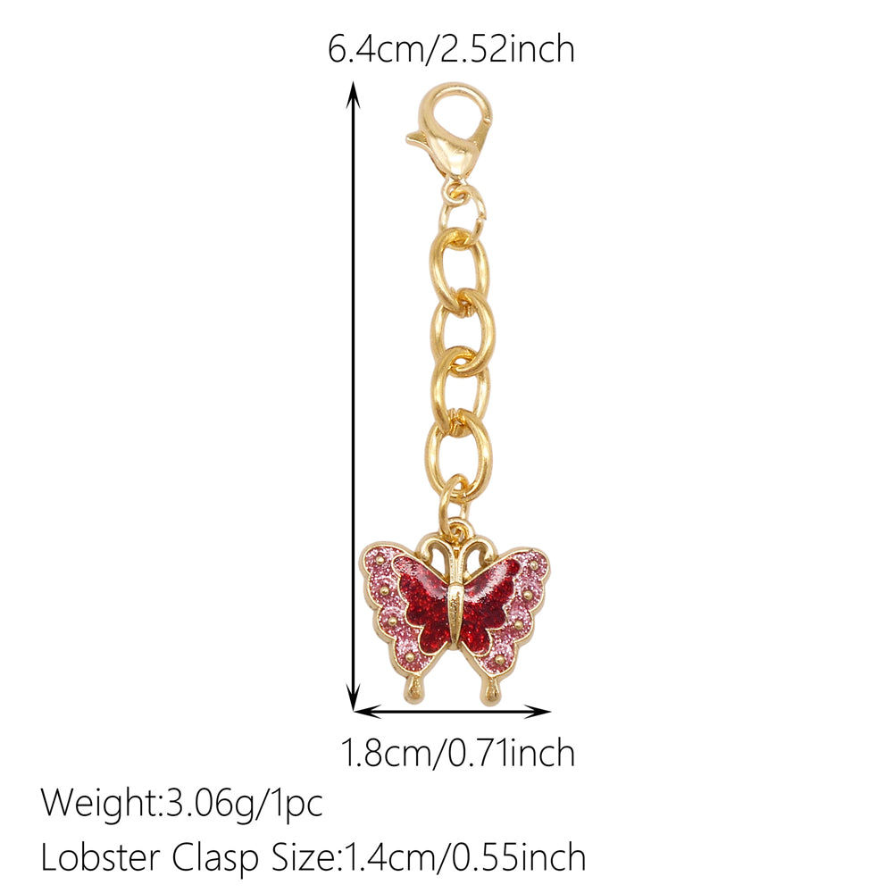 10PCS Metal Insect Charm with Hanging Chain - Bee Butterfly Shpaed Pendant Clip-on Pendant for Bag Purse Key Decor, Keychain Phone Chain Making Accessories