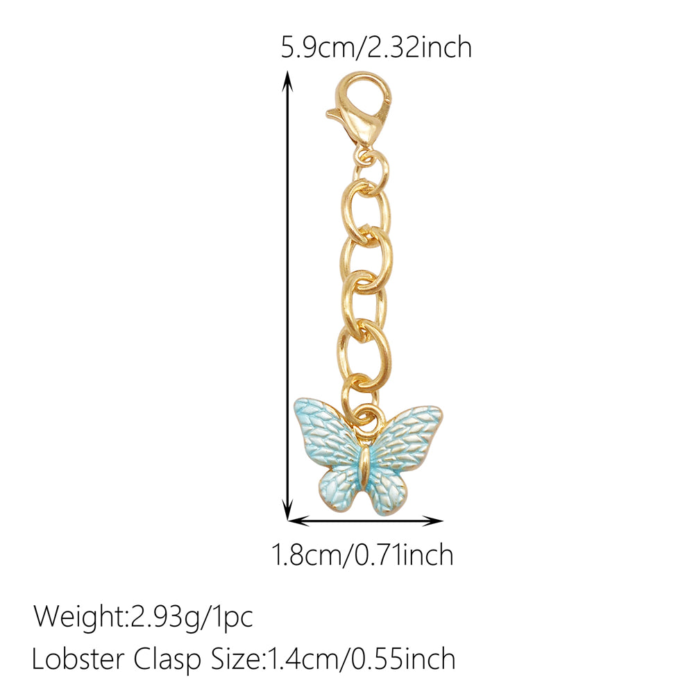 10PCS Metal Insect Charm with Hanging Chain - Bee Butterfly Shpaed Pendant Clip-on Pendant for Bag Purse Key Decor, Keychain Phone Chain Making Accessories