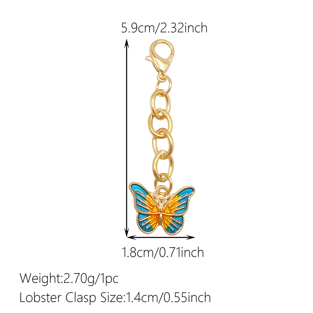 10PCS Metal Insect Charm with Hanging Chain - Bee Butterfly Shpaed Pendant Clip-on Pendant for Bag Purse Key Decor, Keychain Phone Chain Making Accessories