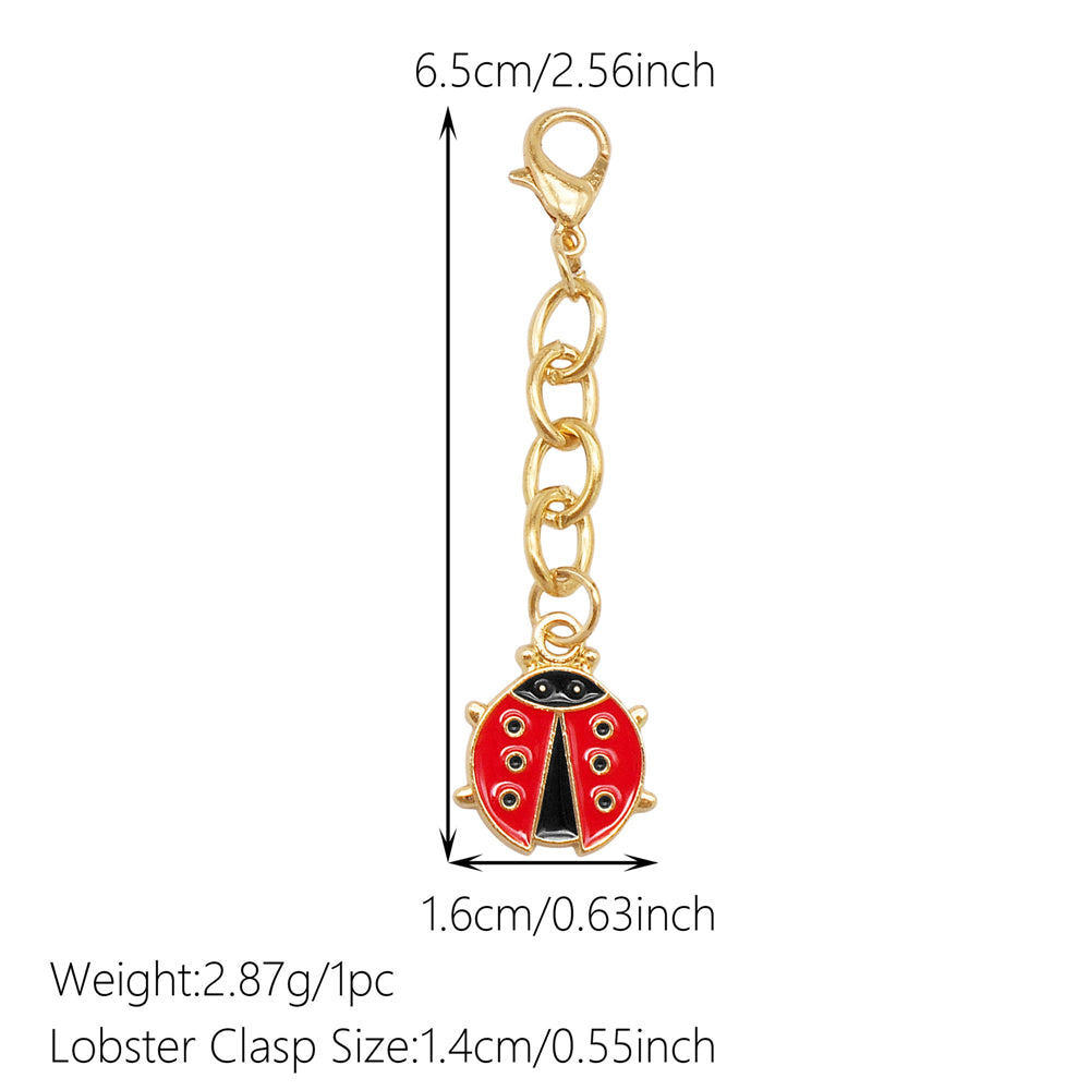 10PCS Metal Insect Charm with Hanging Chain - Bee Butterfly Shpaed Pendant Clip-on Pendant for Bag Purse Key Decor, Keychain Phone Chain Making Accessories