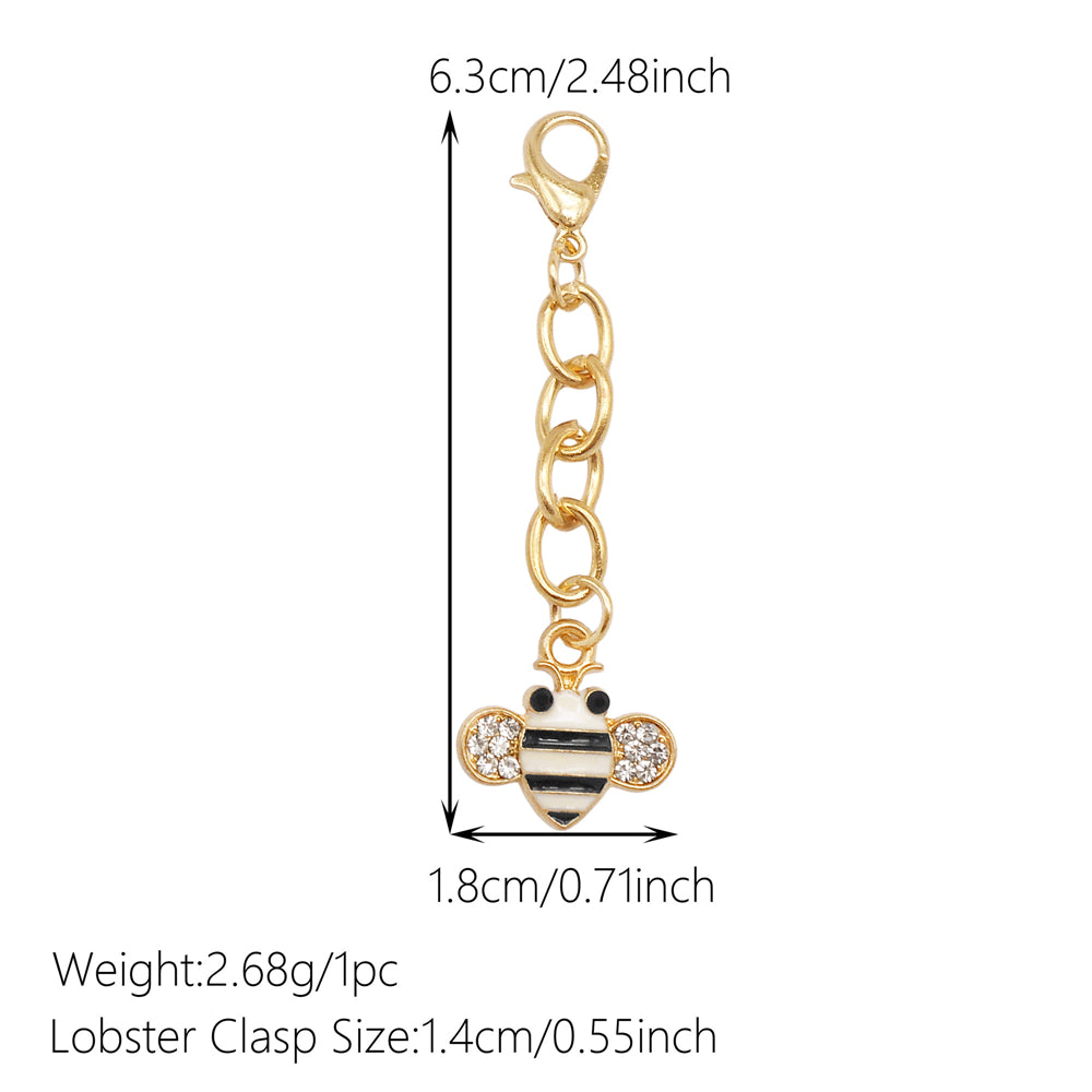 10PCS Metal Insect Charm with Hanging Chain - Bee Butterfly Shpaed Pendant Clip-on Pendant for Bag Purse Key Decor, Keychain Phone Chain Making Accessories