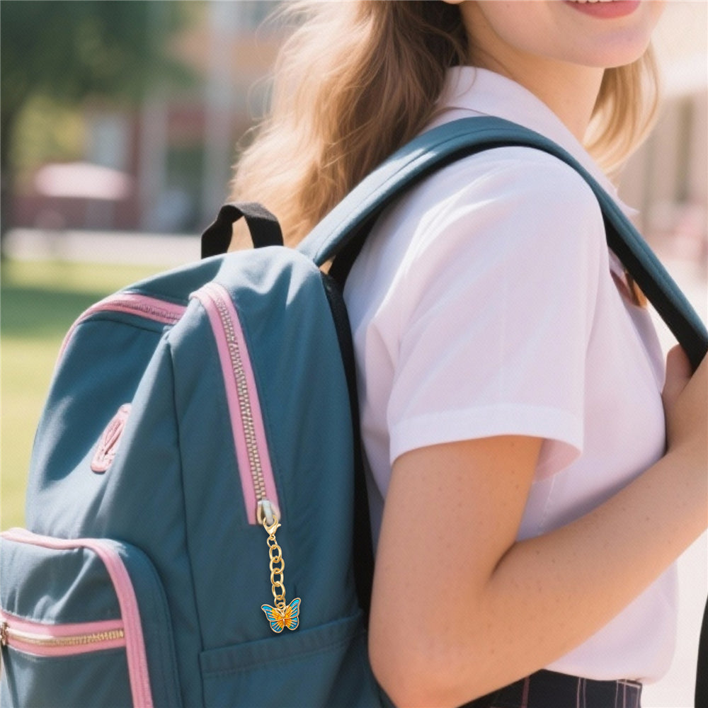 10PCS Metal Insect Charm with Hanging Chain - Bee Butterfly Shpaed Pendant Clip-on Pendant for Bag Purse Key Decor, Keychain Phone Chain Making Accessories