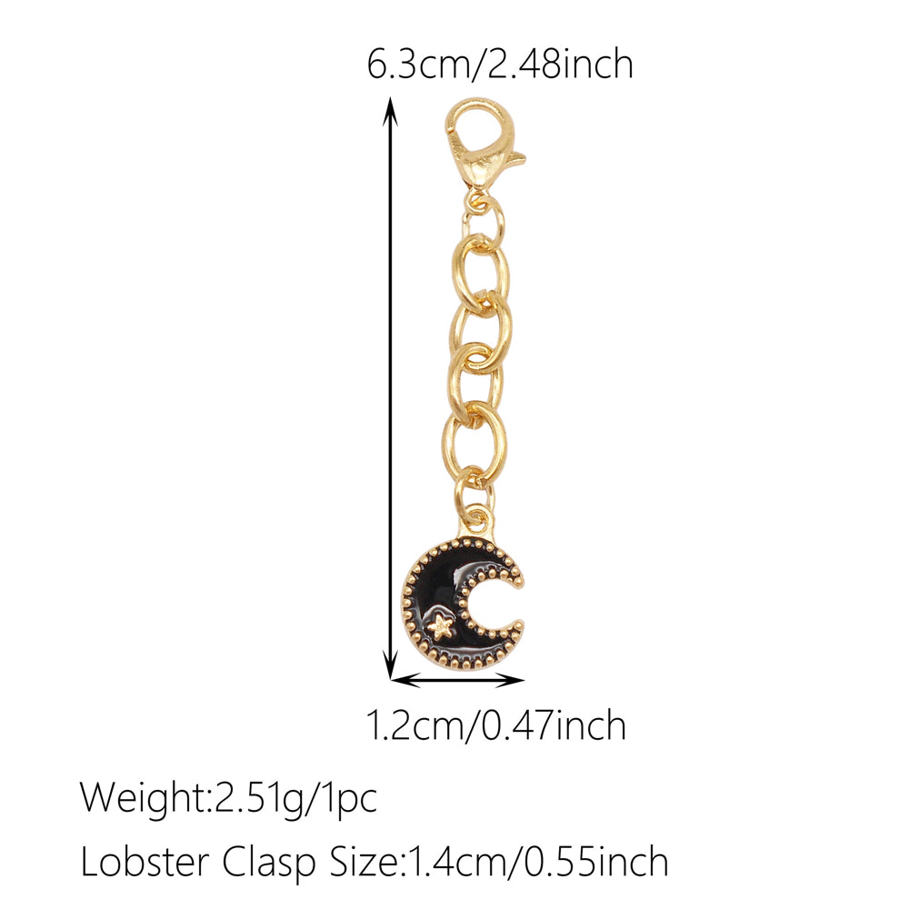 Night Sky Charms Set: 10Pcs Enamel Moon Star Pendants with Hanging Chain for DIY Jewelry, Keychain & Bag Decor