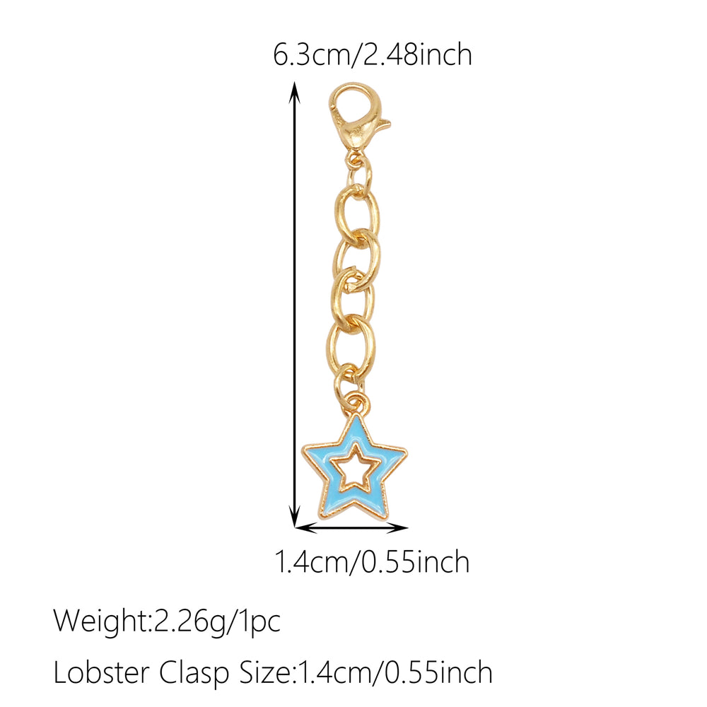 Night Sky Charms Set: 10Pcs Enamel Moon Star Pendants with Hanging Chain for DIY Jewelry, Keychain & Bag Decor