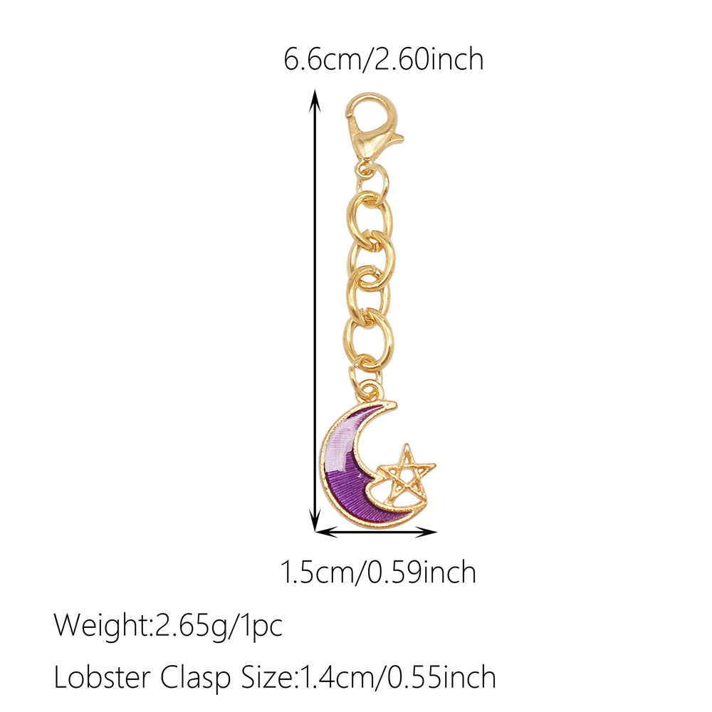 Night Sky Charms Set: 10Pcs Enamel Moon Star Pendants with Hanging Chain for DIY Jewelry, Keychain & Bag Decor