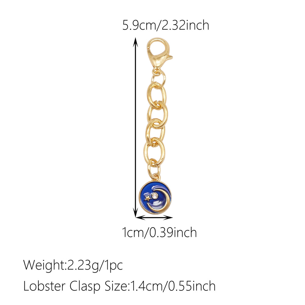 Night Sky Charms Set: 10Pcs Enamel Moon Star Pendants with Hanging Chain for DIY Jewelry, Keychain & Bag Decor