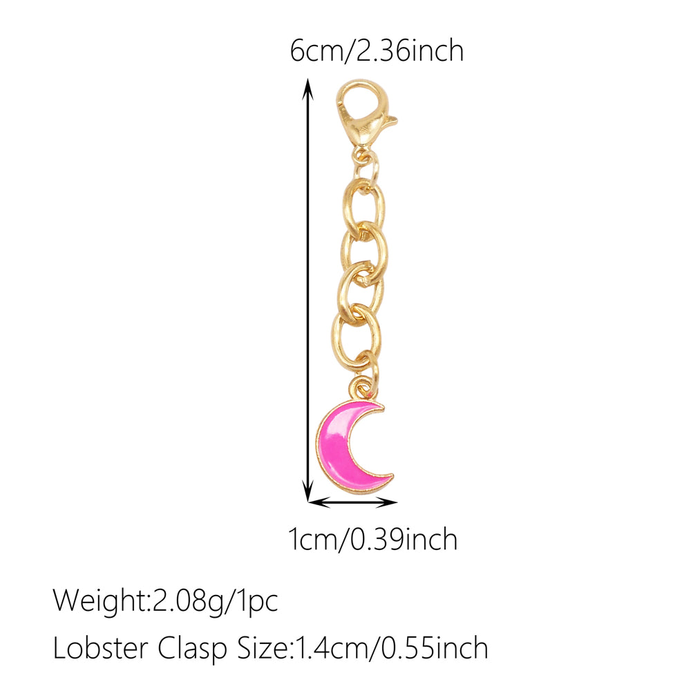 Night Sky Charms Set: 10Pcs Enamel Moon Star Pendants with Hanging Chain for DIY Jewelry, Keychain & Bag Decor