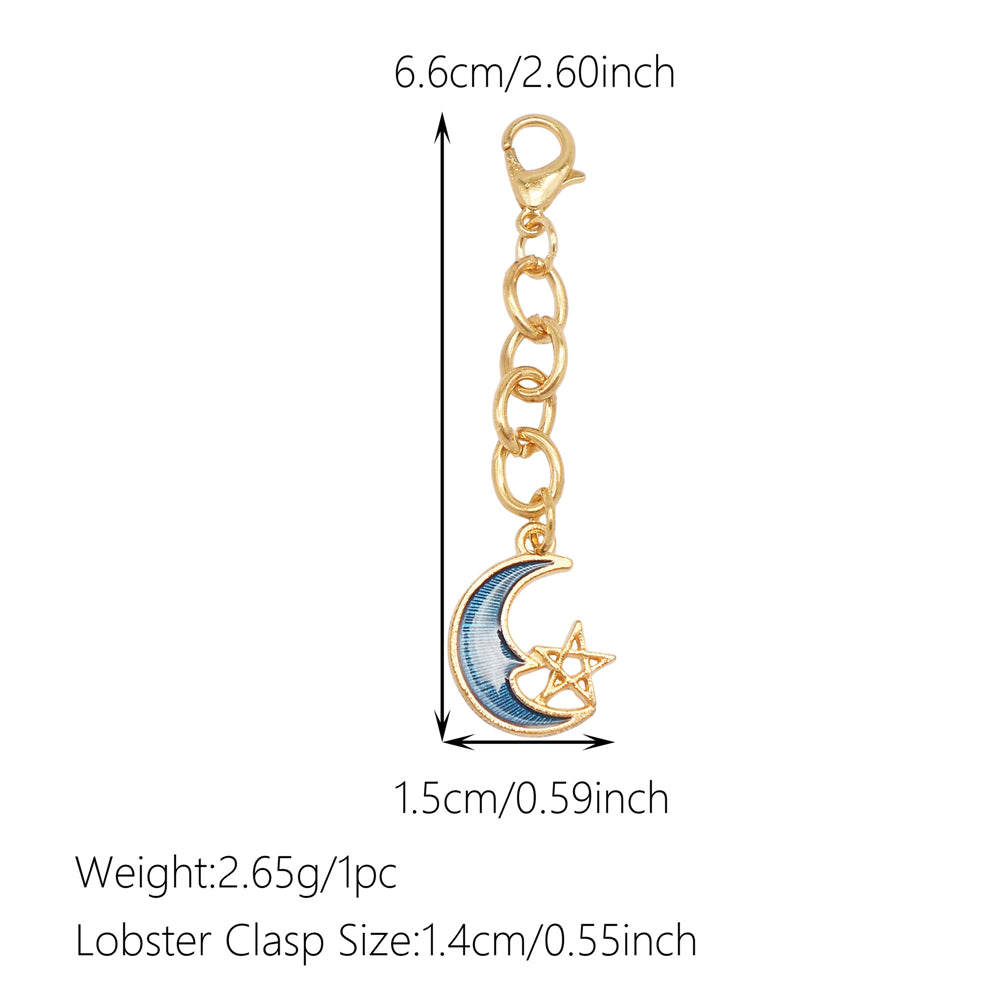 Night Sky Charms Set: 10Pcs Enamel Moon Star Pendants with Hanging Chain for DIY Jewelry, Keychain & Bag Decor