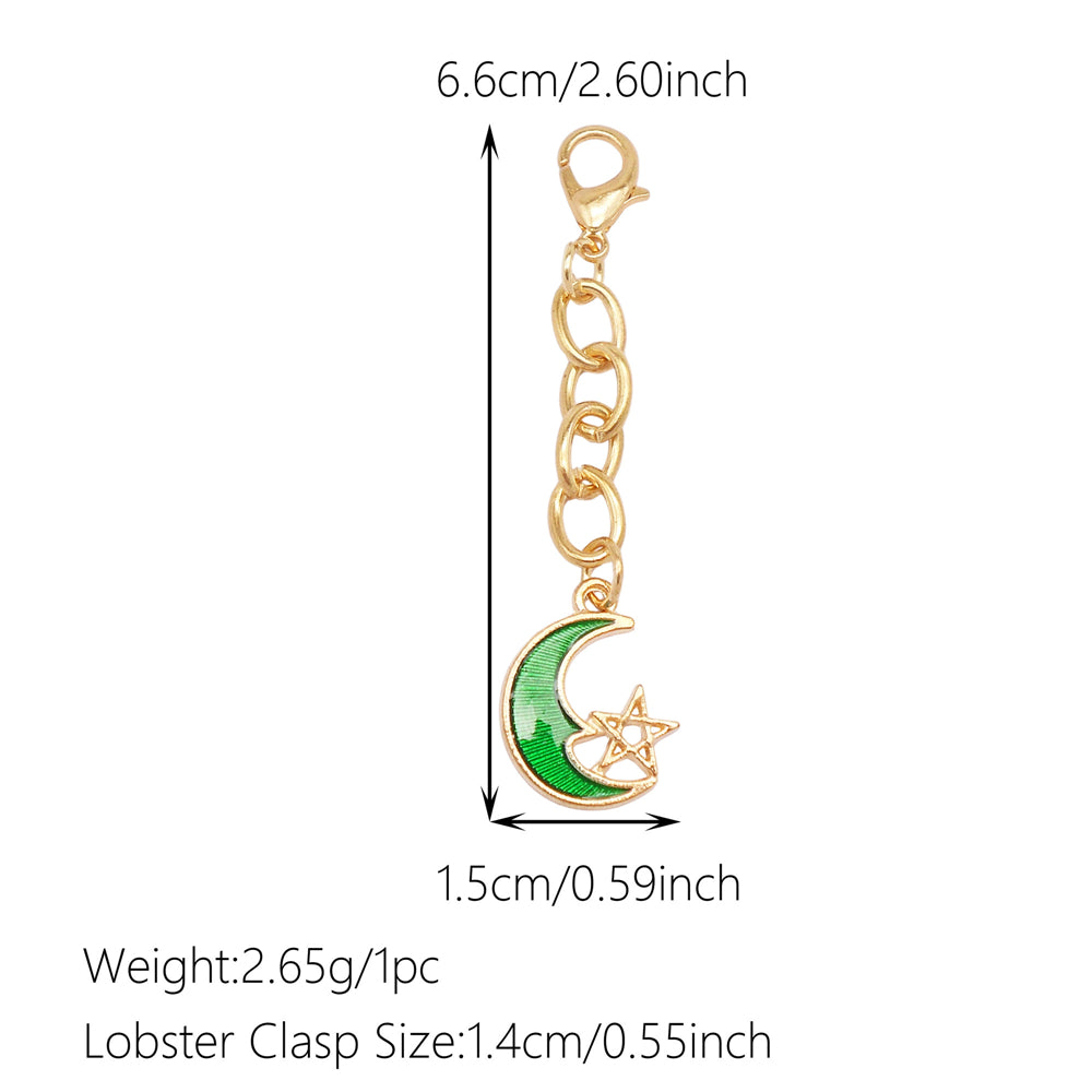 Night Sky Charms Set: 10Pcs Enamel Moon Star Pendants with Hanging Chain for DIY Jewelry, Keychain & Bag Decor