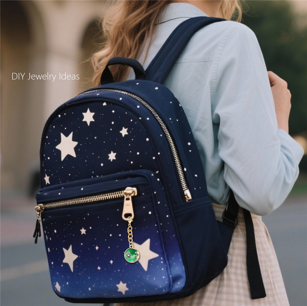 Night Sky Charms Set: 10Pcs Enamel Moon Star Pendants with Hanging Chain for DIY Jewelry, Keychain & Bag Decor