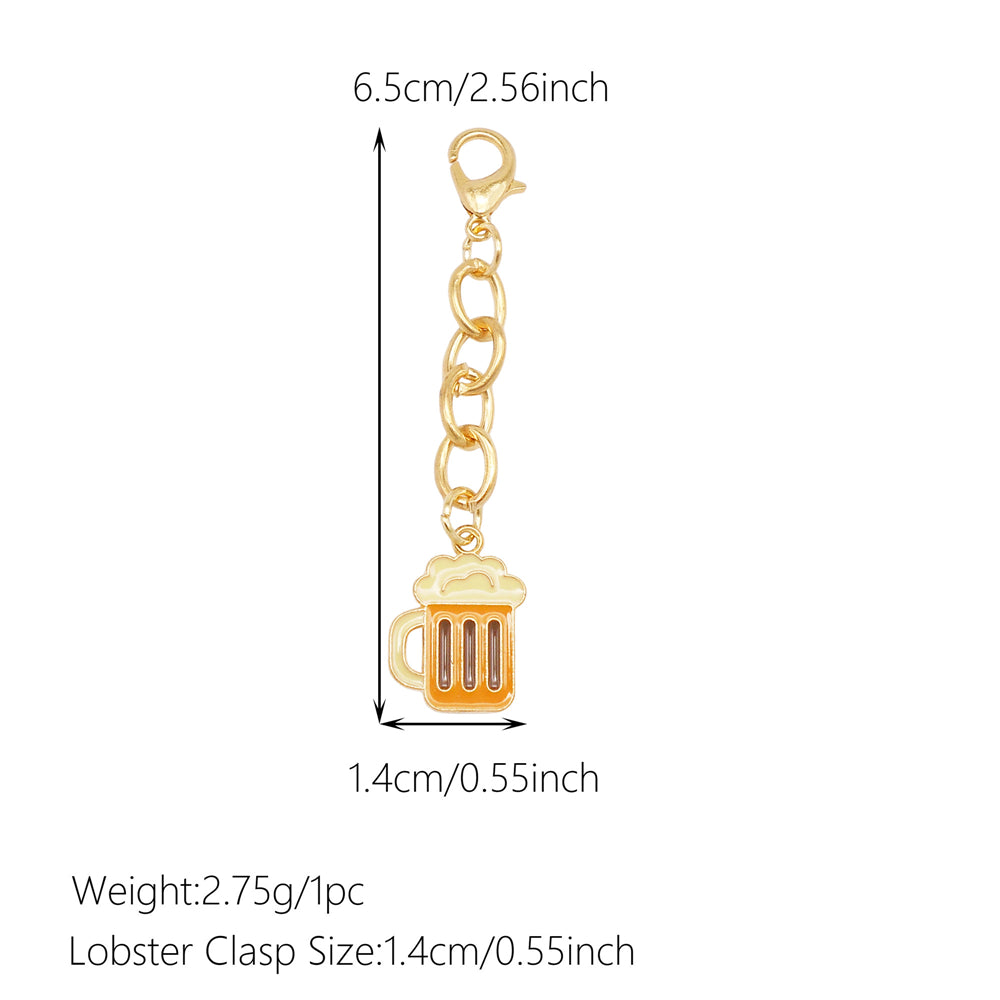 10Pcs Drink & Dessert Series Enamel Charms - Metal Pendant with Lobster Clasp for Bag Hanging Decor, Keychain Phone Chain Making Accessories