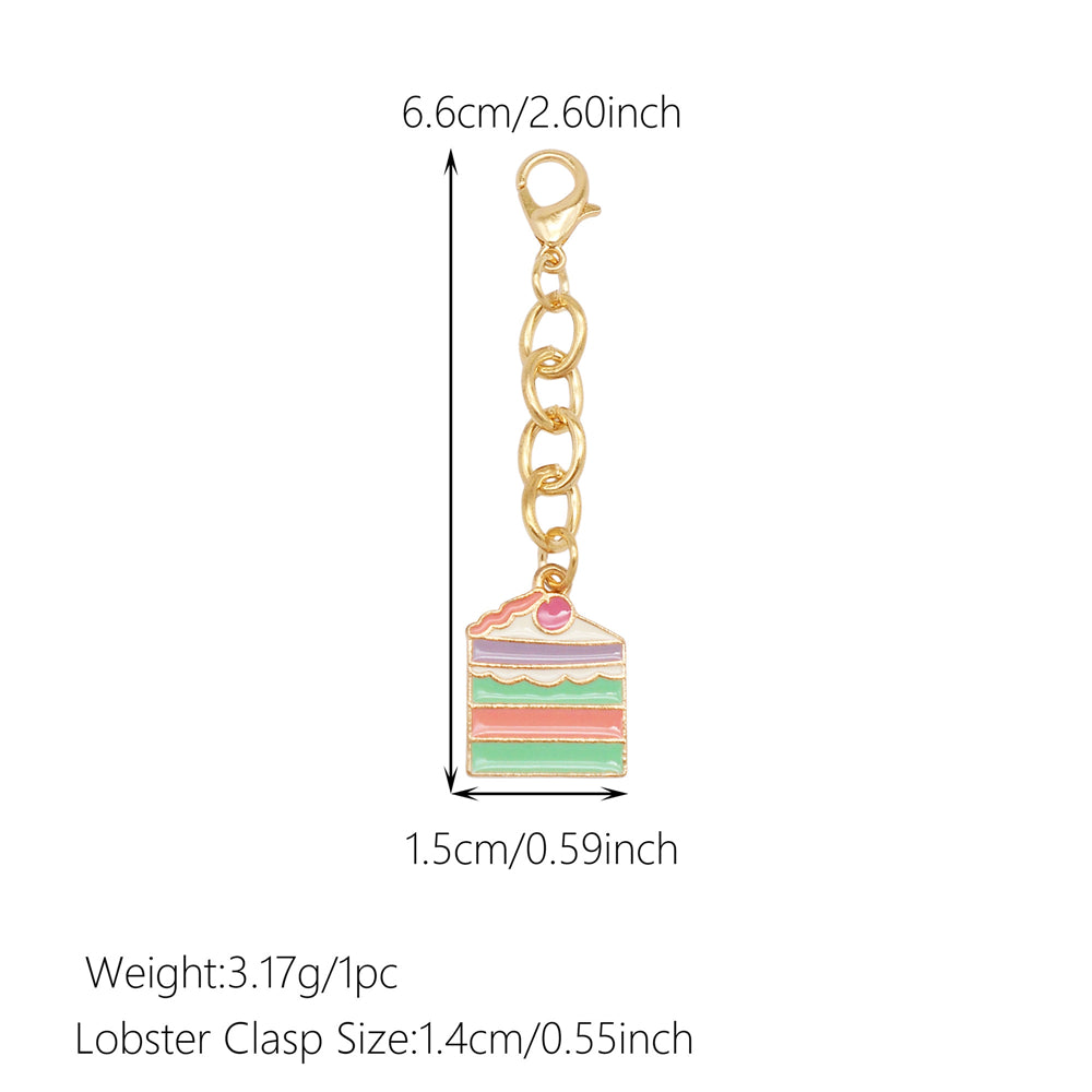 10Pcs Drink & Dessert Series Enamel Charms - Metal Pendant with Lobster Clasp for Bag Hanging Decor, Keychain Phone Chain Making Accessories