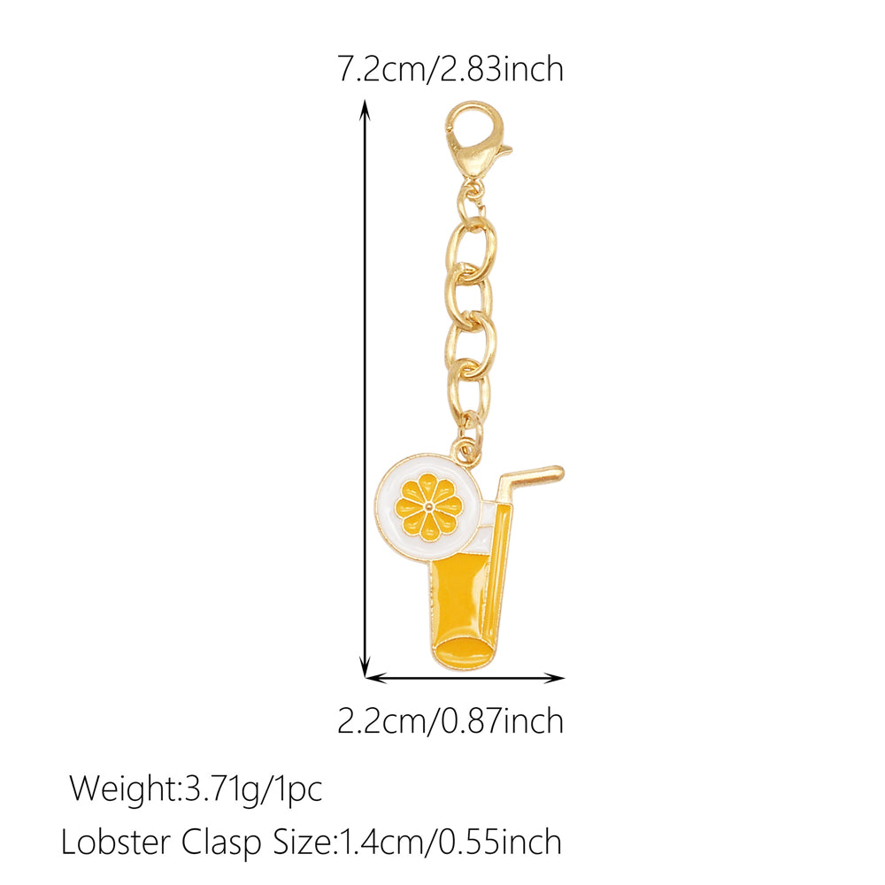 10Pcs Drink & Dessert Series Enamel Charms - Metal Pendant with Lobster Clasp for Bag Hanging Decor, Keychain Phone Chain Making Accessories