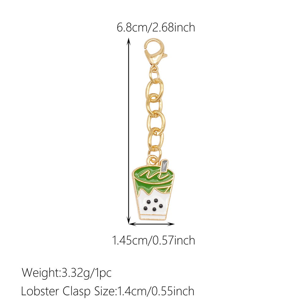 10Pcs Drink & Dessert Series Enamel Charms - Metal Pendant with Lobster Clasp for Bag Hanging Decor, Keychain Phone Chain Making Accessories