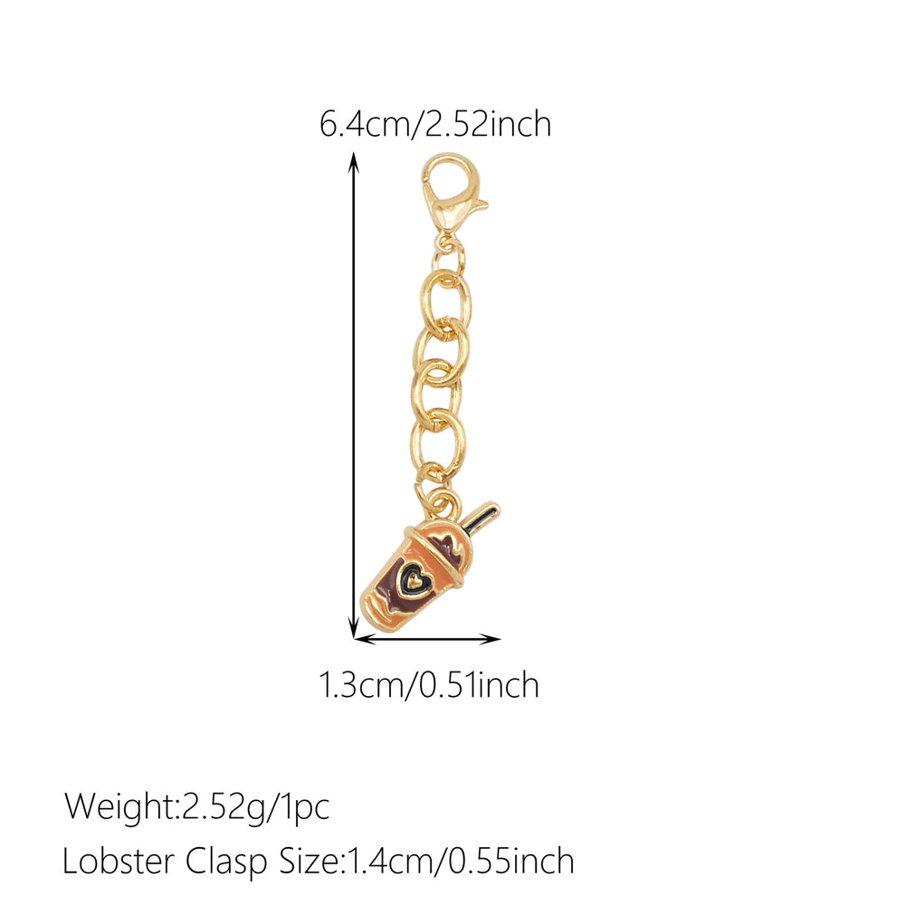 10Pcs Drink & Dessert Series Enamel Charms - Metal Pendant with Lobster Clasp for Bag Hanging Decor, Keychain Phone Chain Making Accessories
