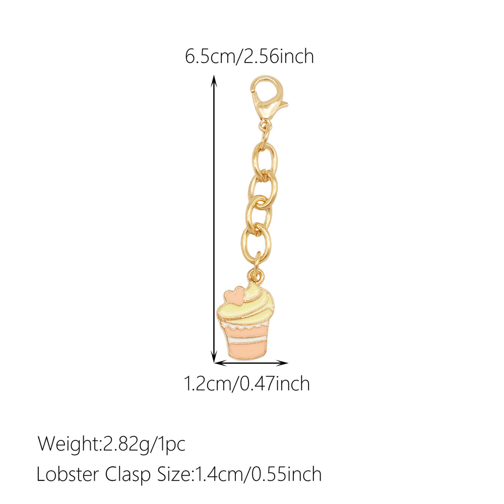 10Pcs Drink & Dessert Series Enamel Charms - Metal Pendant with Lobster Clasp for Bag Hanging Decor, Keychain Phone Chain Making Accessories