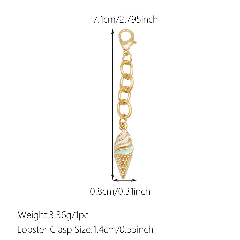 10Pcs Drink & Dessert Series Enamel Charms - Metal Pendant with Lobster Clasp for Bag Hanging Decor, Keychain Phone Chain Making Accessories