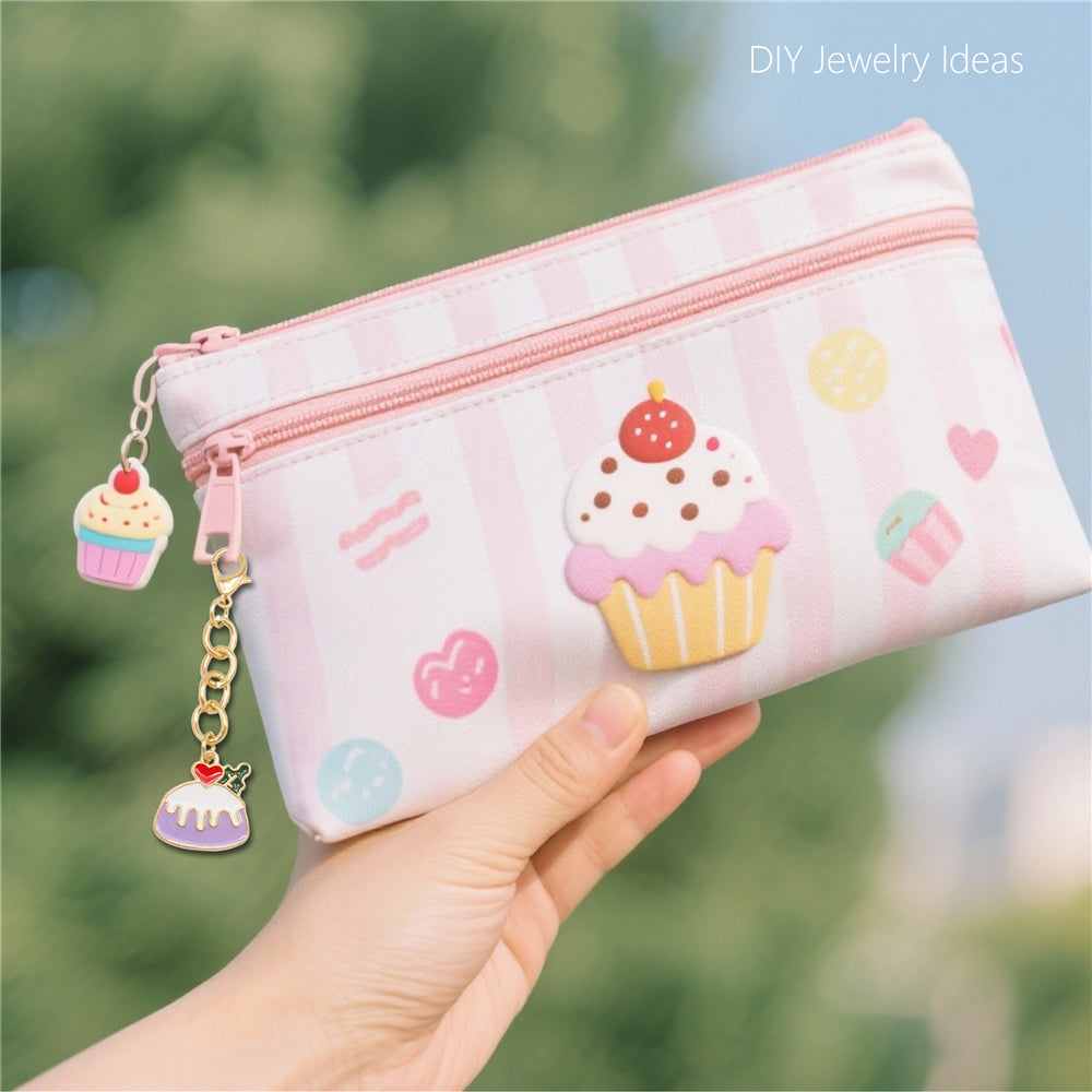 10Pcs Drink & Dessert Series Enamel Charms - Metal Pendant with Lobster Clasp for Bag Hanging Decor, Keychain Phone Chain Making Accessories