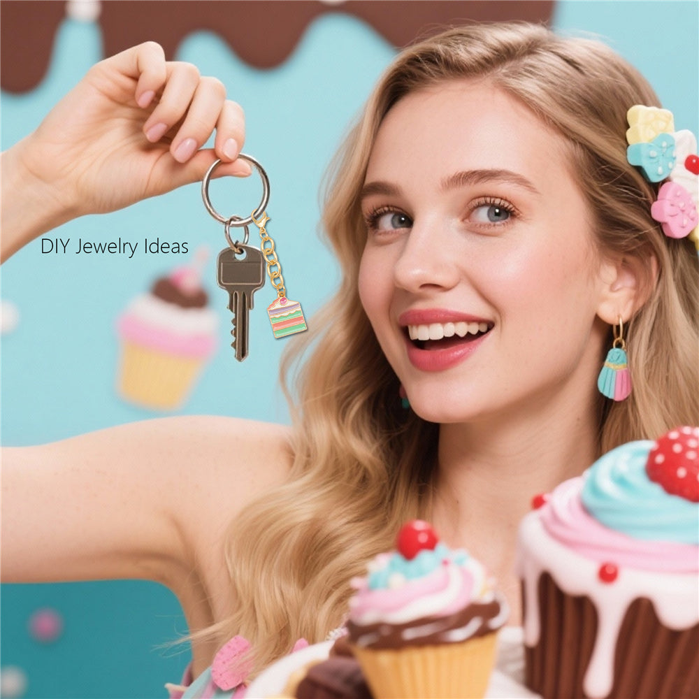 10Pcs Drink & Dessert Series Enamel Charms - Metal Pendant with Lobster Clasp for Bag Hanging Decor, Keychain Phone Chain Making Accessories