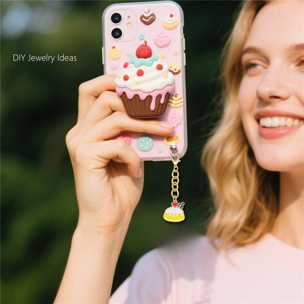 10Pcs Drink & Dessert Series Enamel Charms - Metal Pendant with Lobster Clasp for Bag Hanging Decor, Keychain Phone Chain Making Accessories