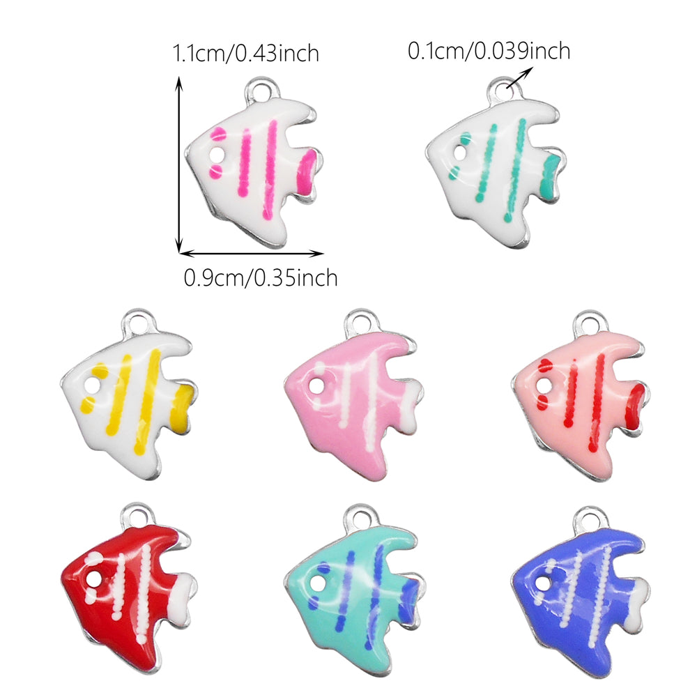 Ocean Series Enamel Charm-10pcs Stainless Steel Double Sided Pendant Seahorse Starfish Shaped Charm for Necklace Bracelet Earrings Making