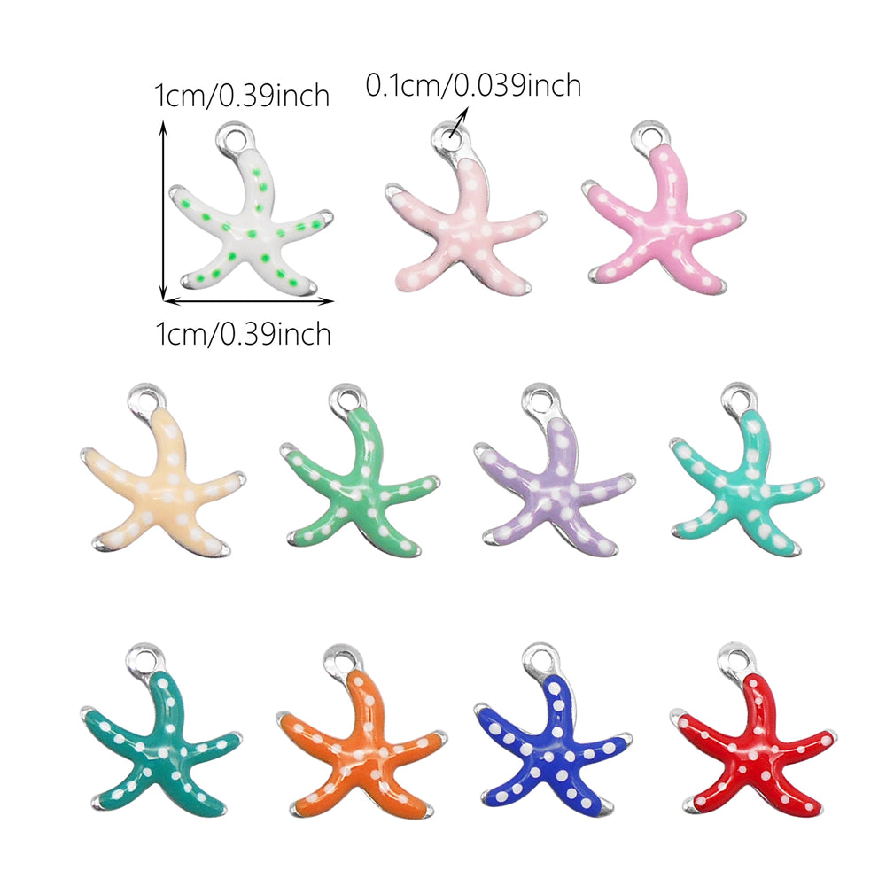 Ocean Series Enamel Charm-10pcs Stainless Steel Double Sided Pendant Seahorse Starfish Shaped Charm for Necklace Bracelet Earrings Making