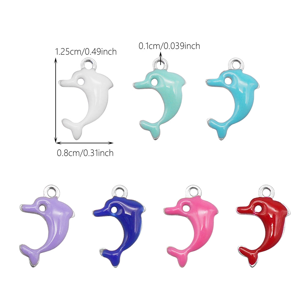 Ocean Series Enamel Charm-10pcs Stainless Steel Double Sided Pendant Seahorse Starfish Shaped Charm for Necklace Bracelet Earrings Making