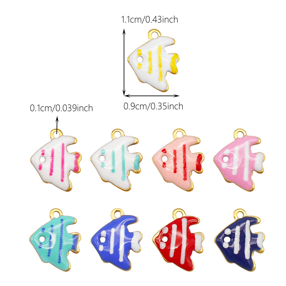 10Pcs Enamel Sea Life Charm Double Sided Crab Starfish Dolphin Shaped Pendant Stainless Steel for Jewelry Making Accessories DIY Crafts Supplies