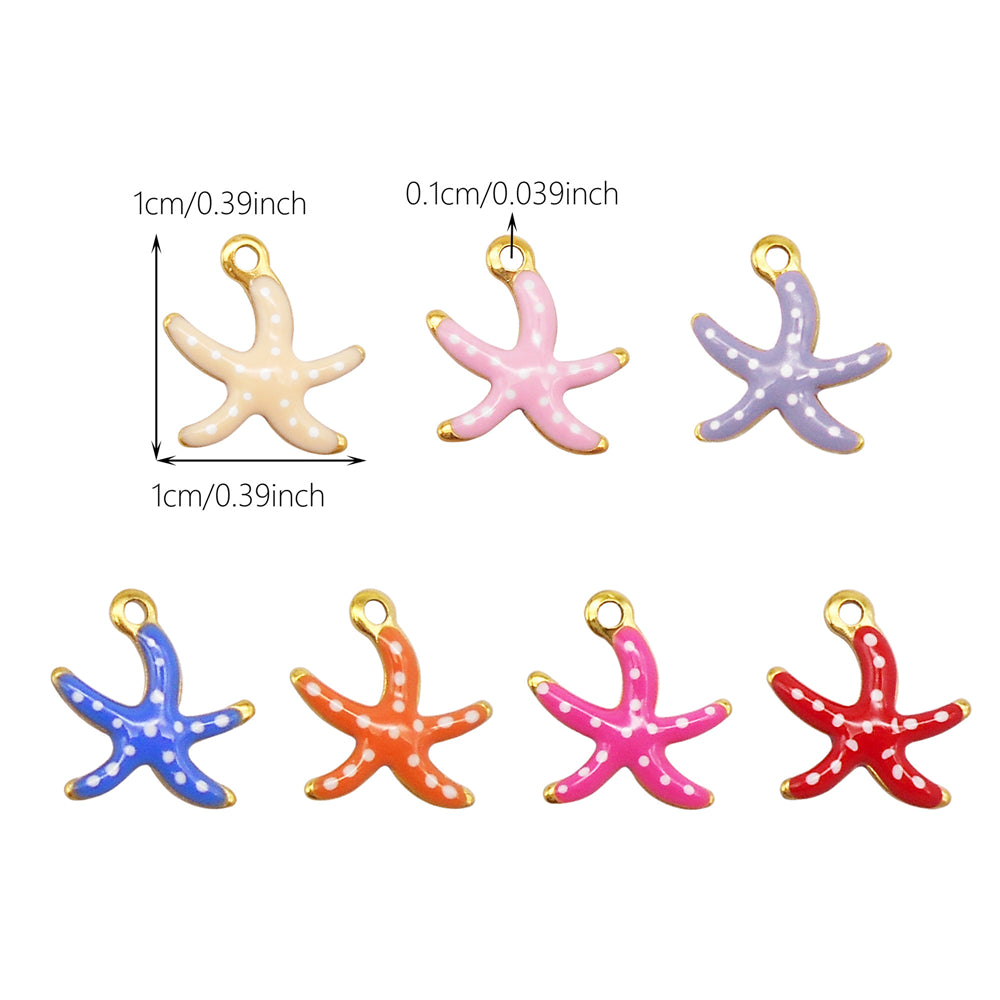 10Pcs Enamel Sea Life Charm Double Sided Crab Starfish Dolphin Shaped Pendant Stainless Steel for Jewelry Making Accessories DIY Crafts Supplies