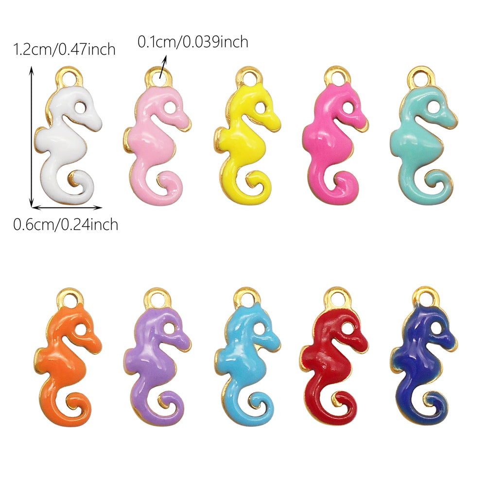 10Pcs Enamel Sea Life Charm Double Sided Crab Starfish Dolphin Shaped Pendant Stainless Steel for Jewelry Making Accessories DIY Crafts Supplies