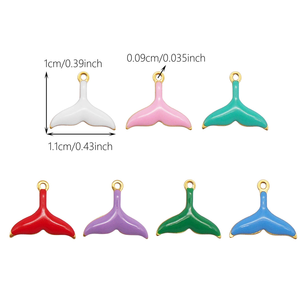 10Pcs Enamel Sea Life Charm Double Sided Crab Starfish Dolphin Shaped Pendant Stainless Steel for Jewelry Making Accessories DIY Crafts Supplies