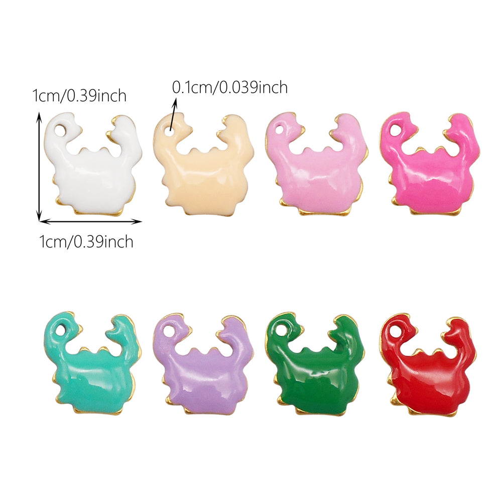 10Pcs Enamel Sea Life Charm Double Sided Crab Starfish Dolphin Shaped Pendant Stainless Steel for Jewelry Making Accessories DIY Crafts Supplies