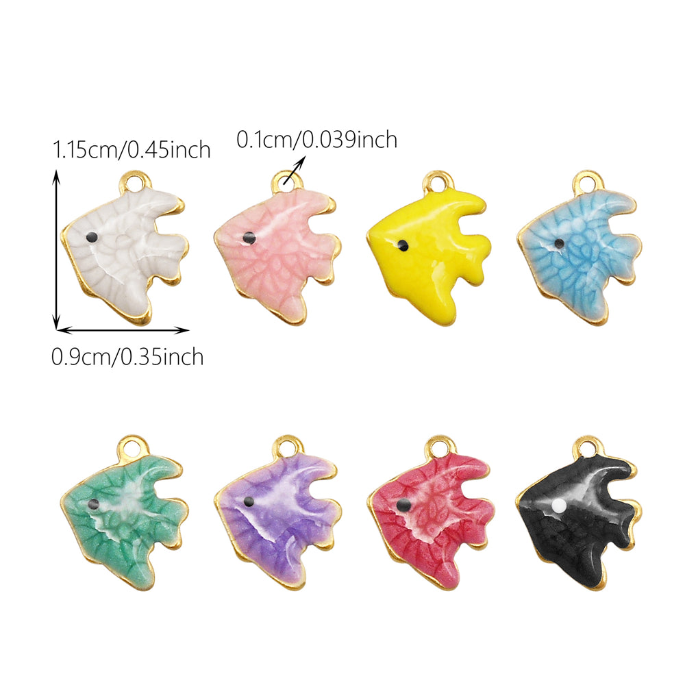 10Pcs Enamel Sea Life Charm Double Sided Crab Starfish Dolphin Shaped Pendant Stainless Steel for Jewelry Making Accessories DIY Crafts Supplies