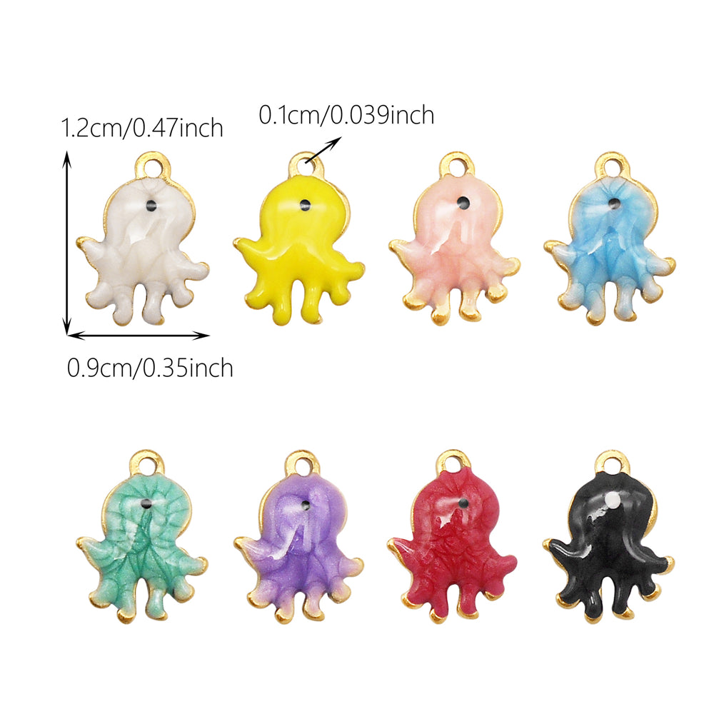 10Pcs Enamel Sea Life Charm Double Sided Crab Starfish Dolphin Shaped Pendant Stainless Steel for Jewelry Making Accessories DIY Crafts Supplies