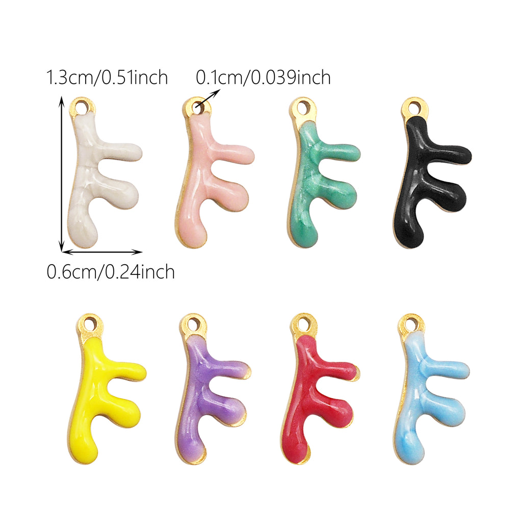 10Pcs Enamel Sea Life Charm Double Sided Crab Starfish Dolphin Shaped Pendant Stainless Steel for Jewelry Making Accessories DIY Crafts Supplies