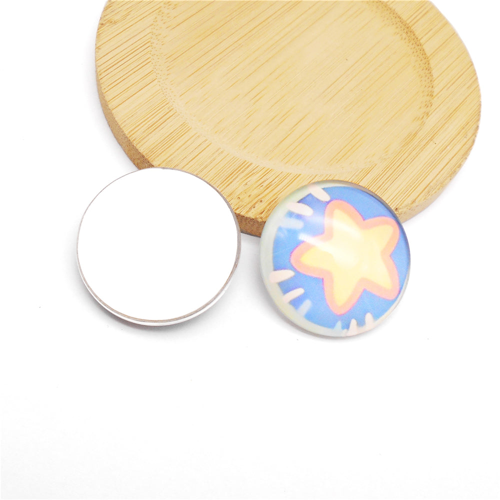 Colorful Cute Doll Toy Eyes Dome Craft Eyes Star & Herat Pattern Design High-Quality Flatback Glass Cabochons for Plush Doll & Jewelry Finding